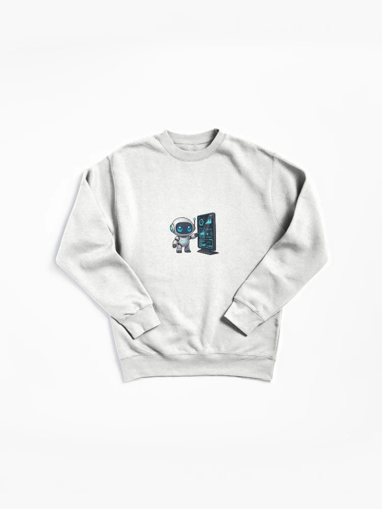 Robot Futuristic Screen Pullover Sweatshirt - Advanced Tech Graphic