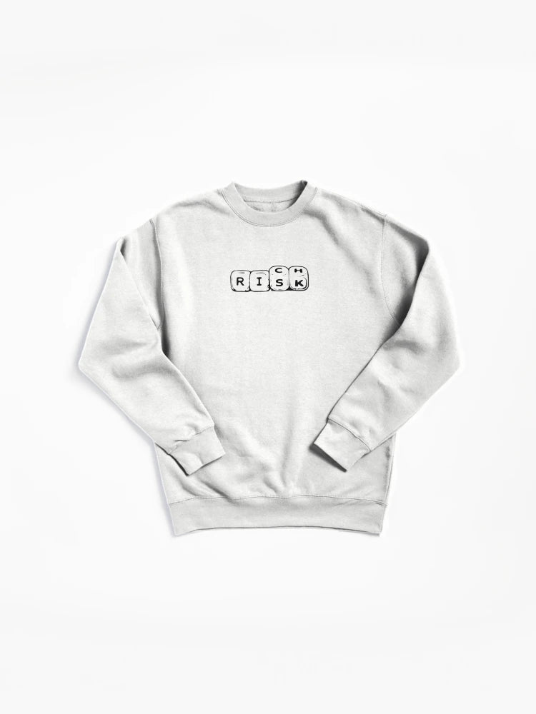 RICH RISK Typography Pullover - Wealth Mindset Graphic Hoodie