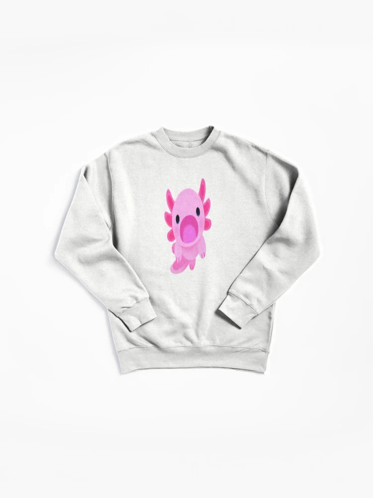 Happy Axolotl Illustration Pullover Sweatshirt - Cute Animal Graphic