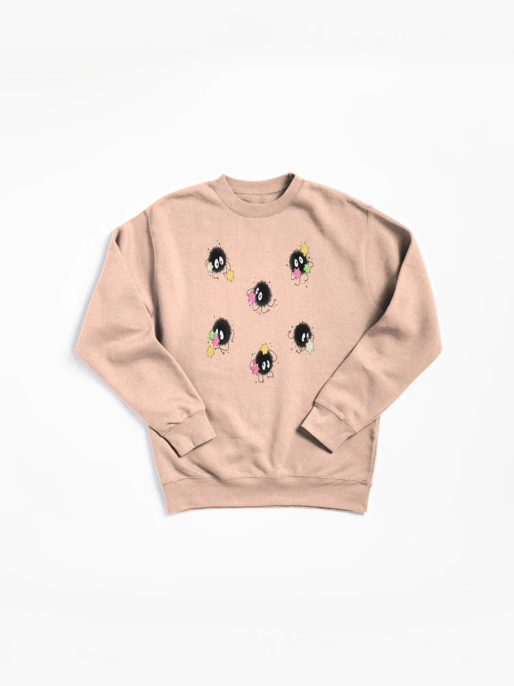Cute Soot Spirits Pullover - Kawaii Anime Style Pullover Sweatshirt