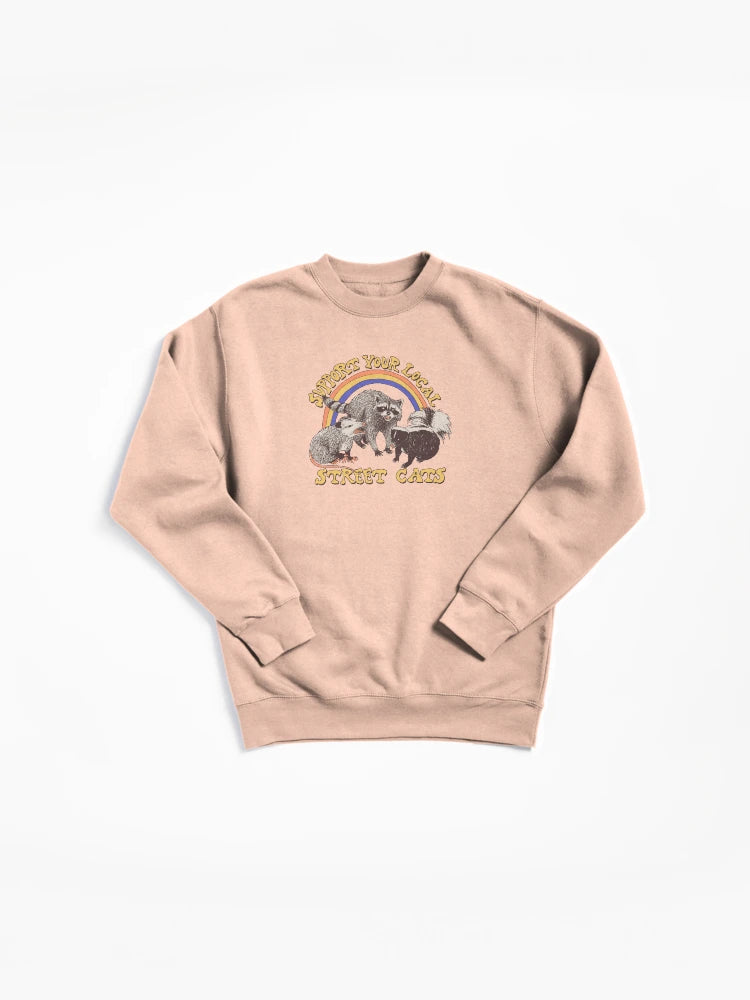 Street Cats Graphic Pullover - Urban Style Pullover Sweatshirt