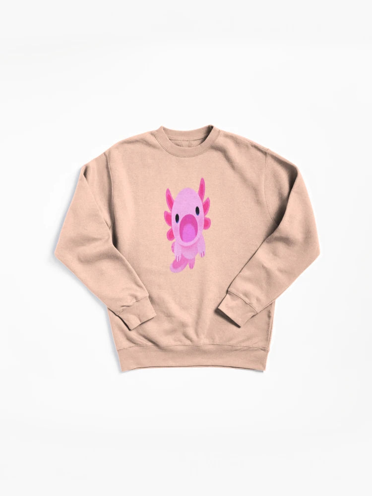 Happy Axolotl Illustration Pullover Sweatshirt - Cute Animal Graphic