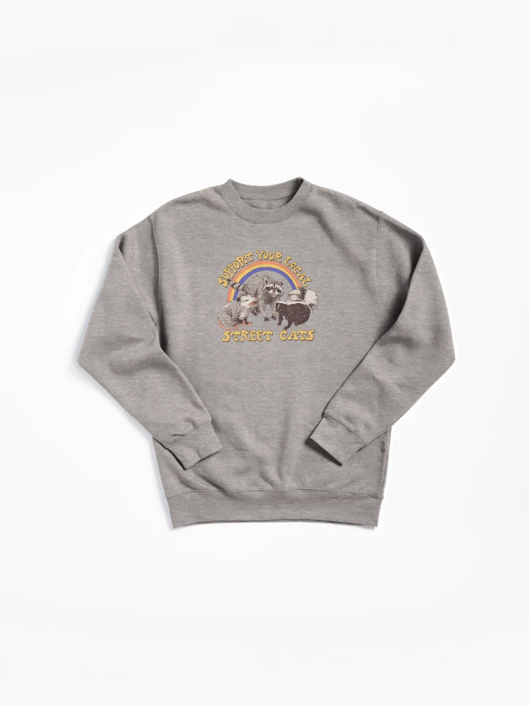 Street Cats Graphic Pullover - Urban Style Pullover Sweatshirt