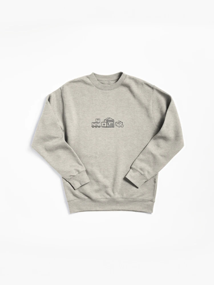 Warehouse Icons Minimal Logistics Triptych Pullover Sweatshirt