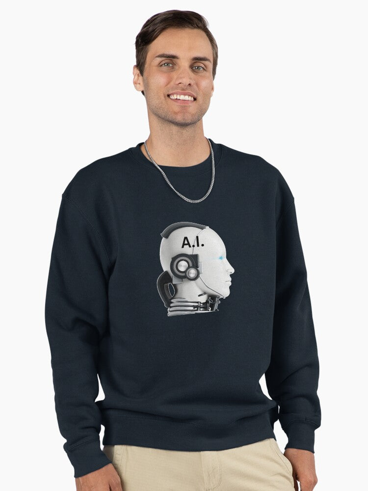 A.I. Digital Concept Pullover - Minimalist Tech Pullover Sweatshirt Blue