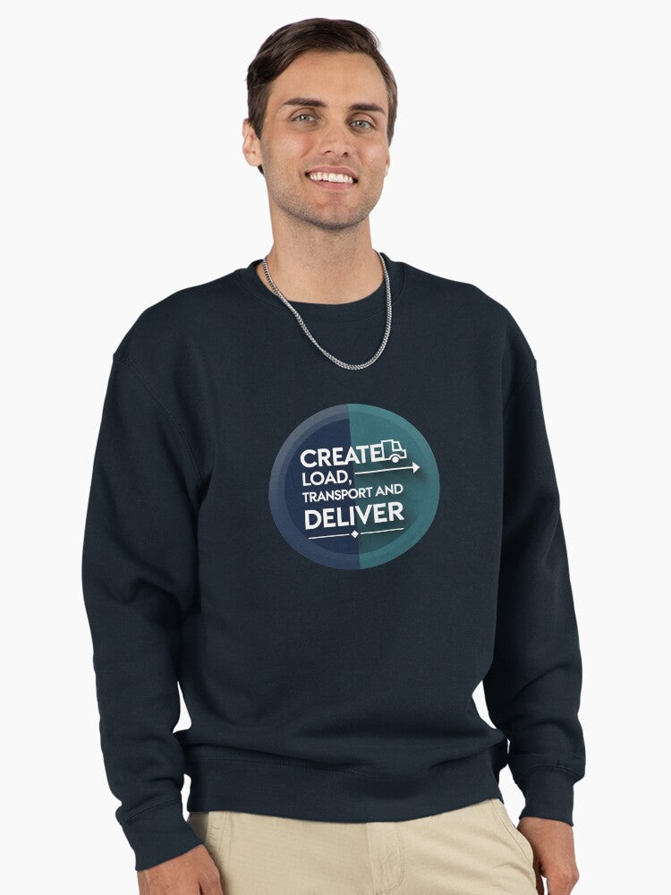 Create Load Transport Deliver Logistics Pullover Sweatshirt Dark Blue
