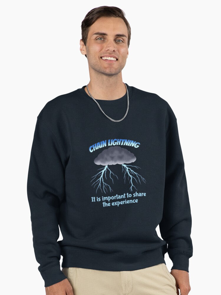 Chain Lightning Pullover - Electric Weather Graphic Sweatshirt Blue