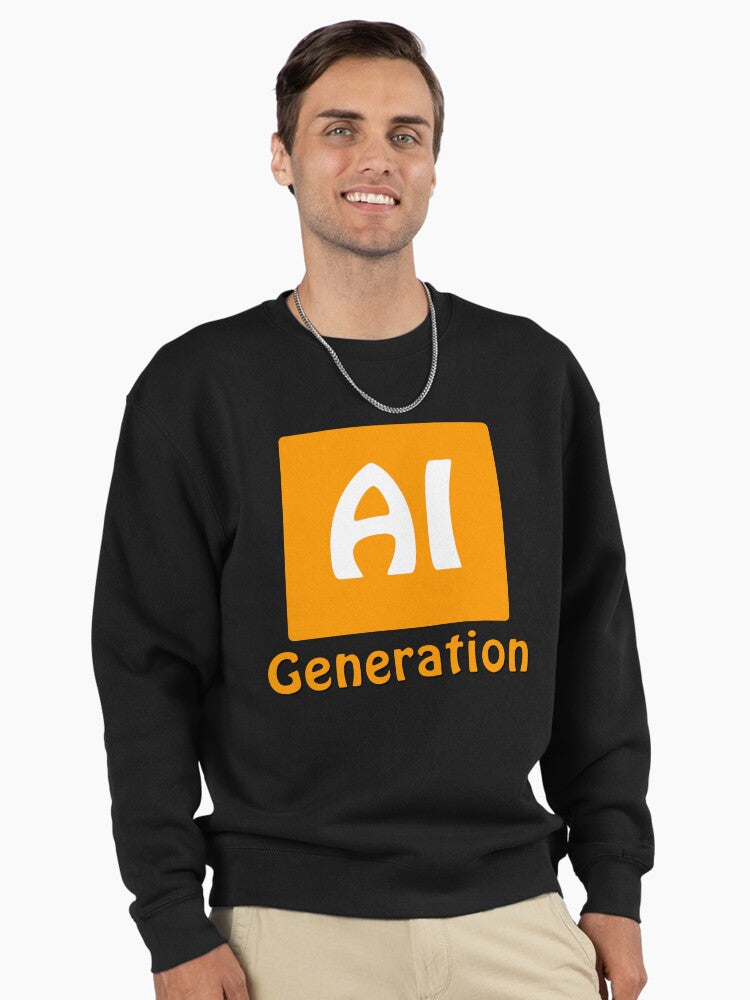 Modern AI Graphic Pullover - Tech Enthusiast Pullover Sweatshirt Black