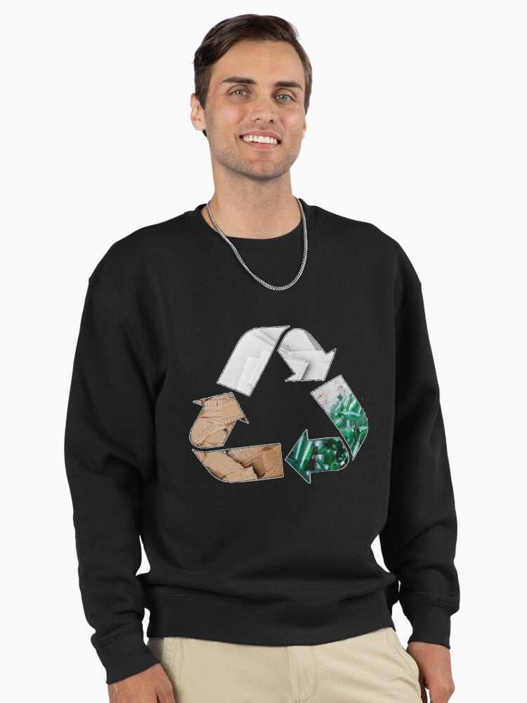 Classic Recycle Pullover Sweatshirt - Minimalist Sustainable Wear Black