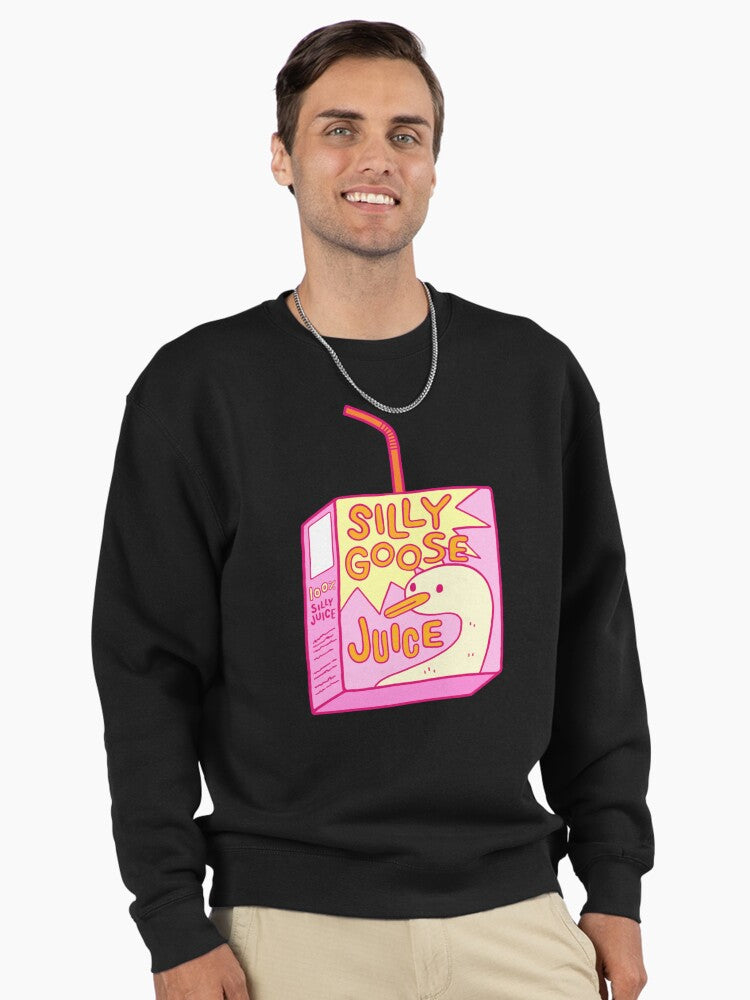 Silly Goose Juice Pullover - Funny Whimsical Pullover Sweatshirt Black