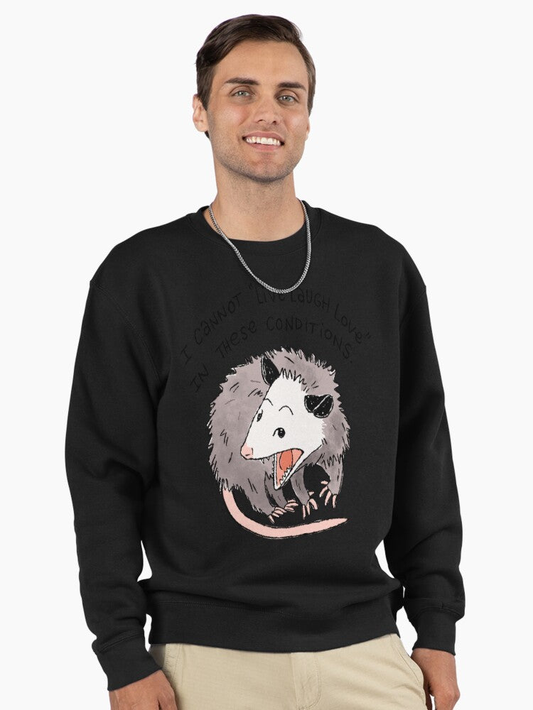 Opossum Live Laugh Love Pullover - Sarcastic Animal Sweatshirt Black