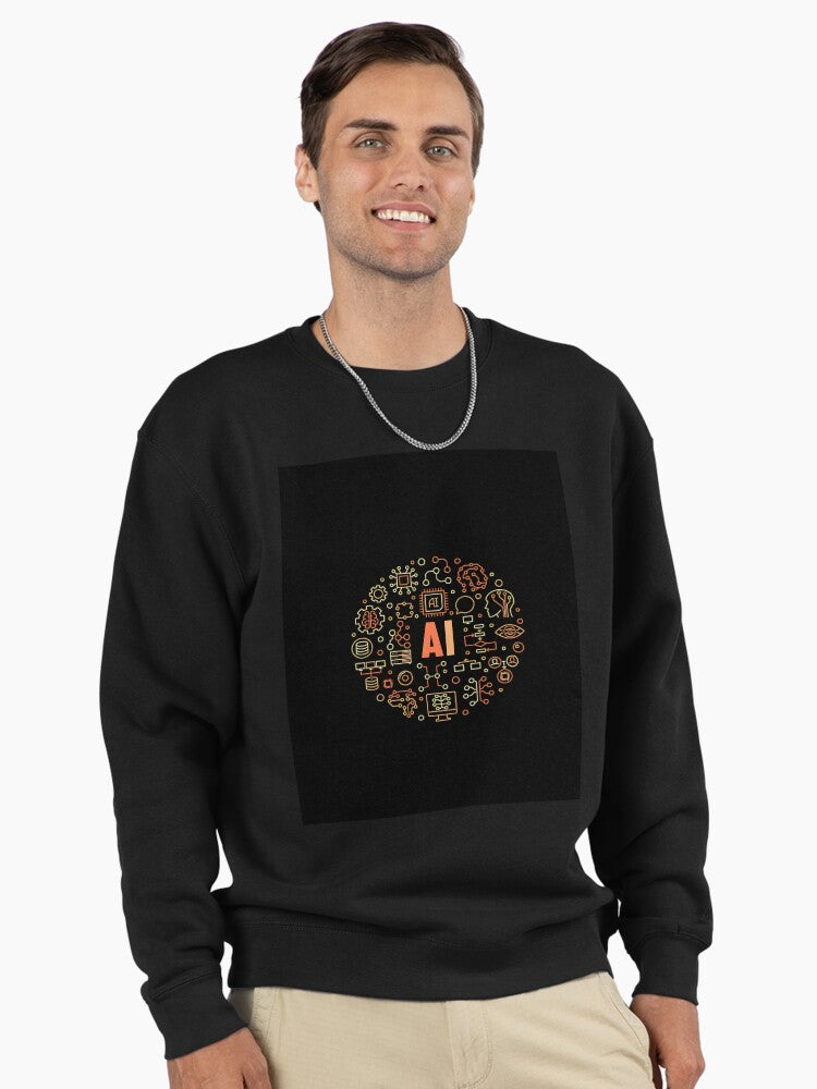 AI Technology Graphic Pullover - Artificial Intelligence Sweatshirt Black