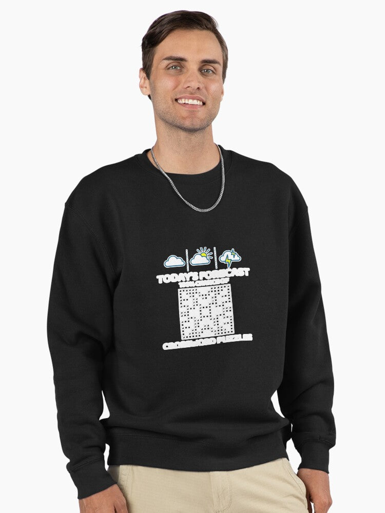 Funny Crossword Puzzle Pullover Sweatshirt - Intellectual Hobby Wear Black