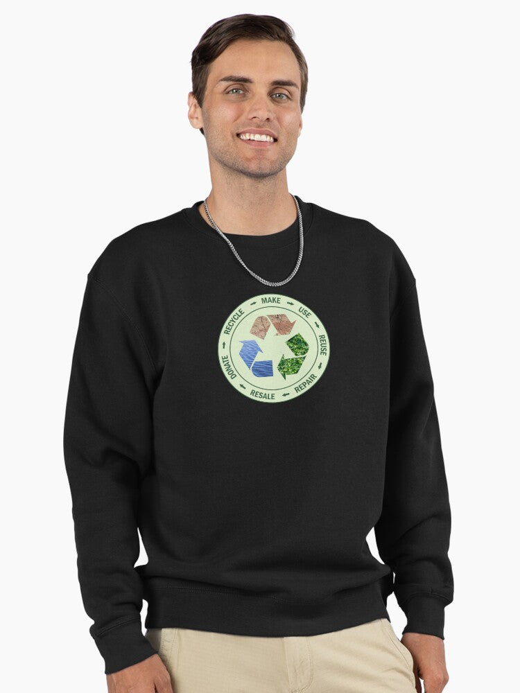 Circular Economy Reuse Repair Recycle Pullover Sweatshirt Black