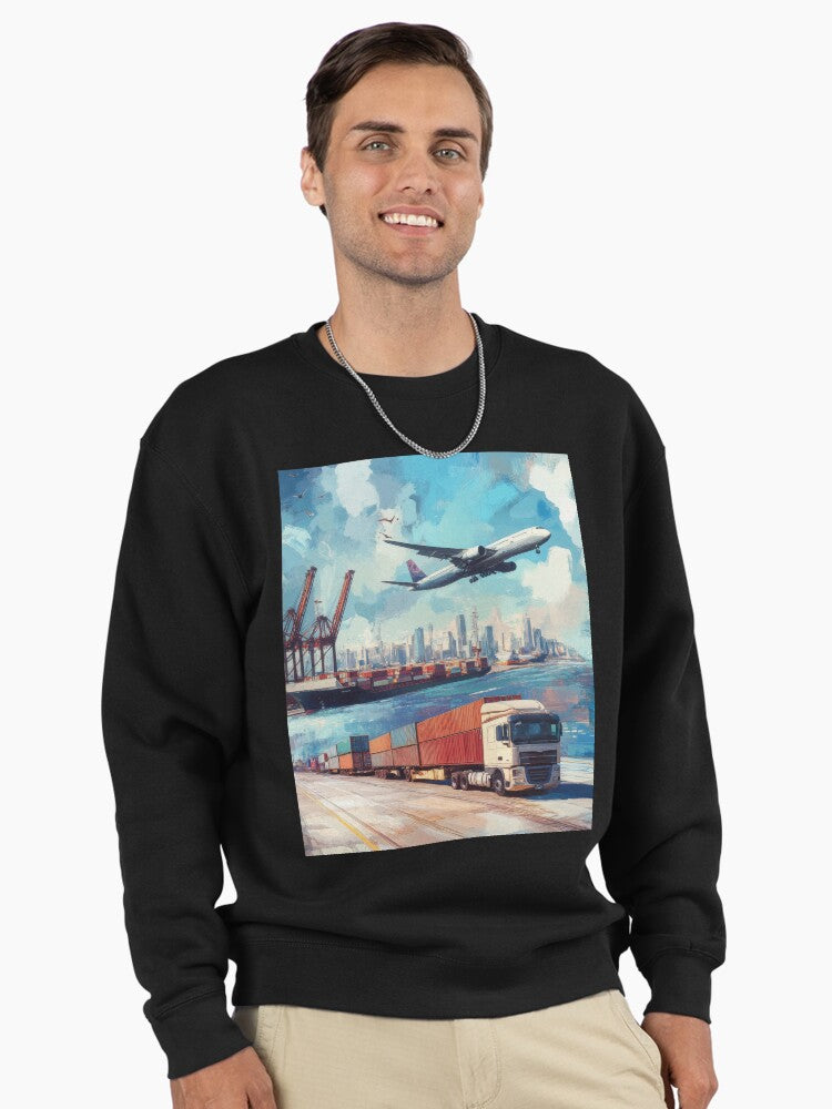 Global Logistics Power Cargo Aviation Pullover Sweatshirt - Tech Black