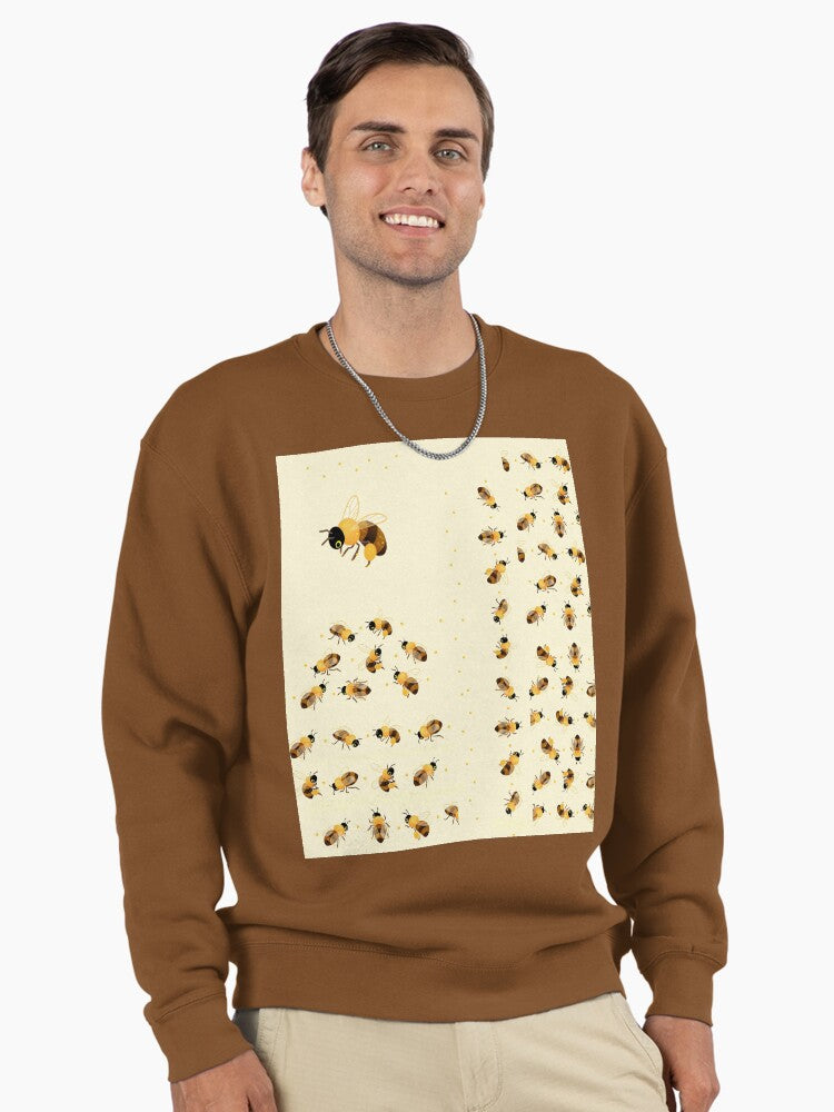 Honey Bees Nature Pullover Sweatshirt - Save The Bees Environment Brown