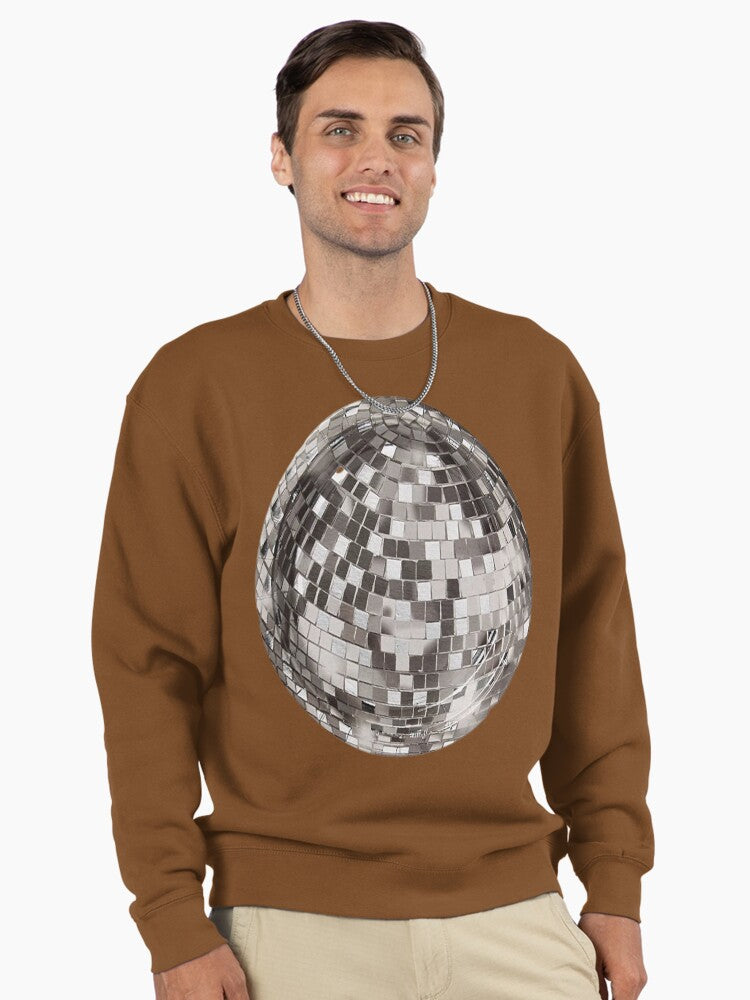 Mirrorball Aesthetic Pullover - Retro Disco Style Pullover Sweatshirt Brown