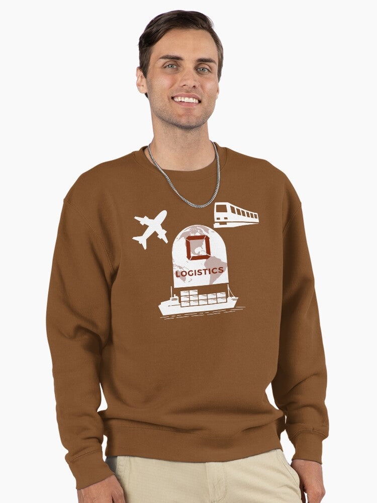 Logistics Connects World Pullover Sweatshirt - International Freight Brown