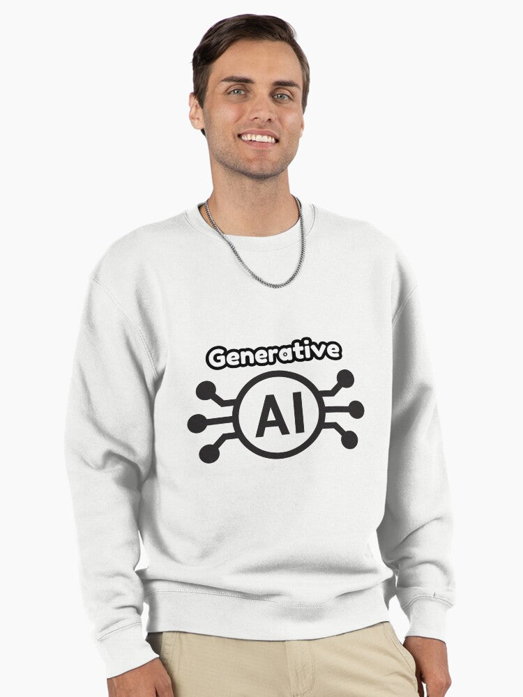 Modern Generative AI Pullover Sweatshirt - Soft Tech Enthusiast Apparel White