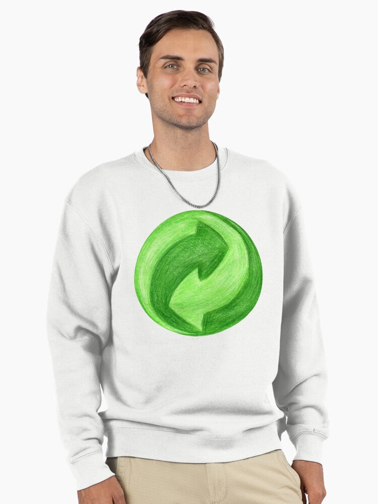 Green Recycling Arrow Sustainability Pullover Sweatshirt White