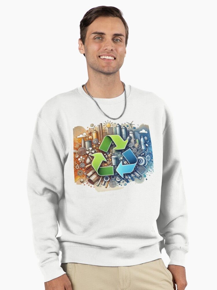Recyclable Materials Loop Pullover Sweatshirt - Sustainable Gift White