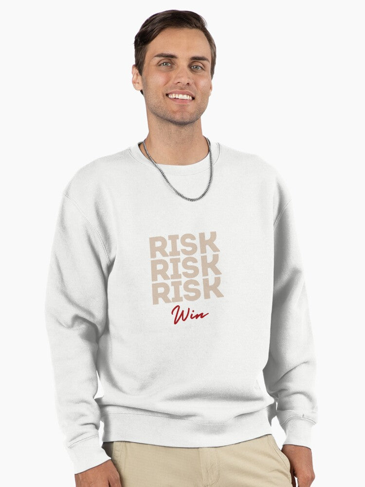 Risk and Win Pullover - Bold Competitive Achievement Hoodie White