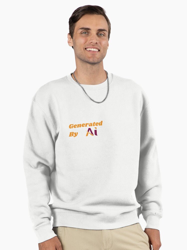 Premium AI Generated Art Pullover - Unique Digital Design Sweatshirt White
