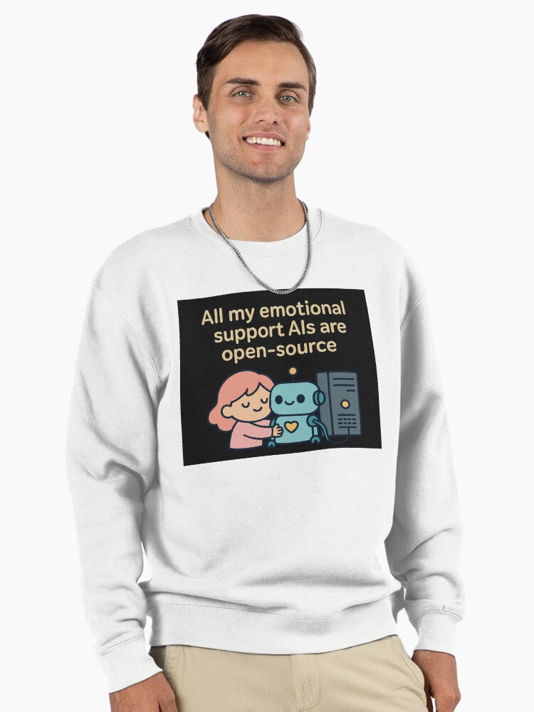 Open-Source Support AI Pullover - Funny Developer Pullover Sweatshirt White