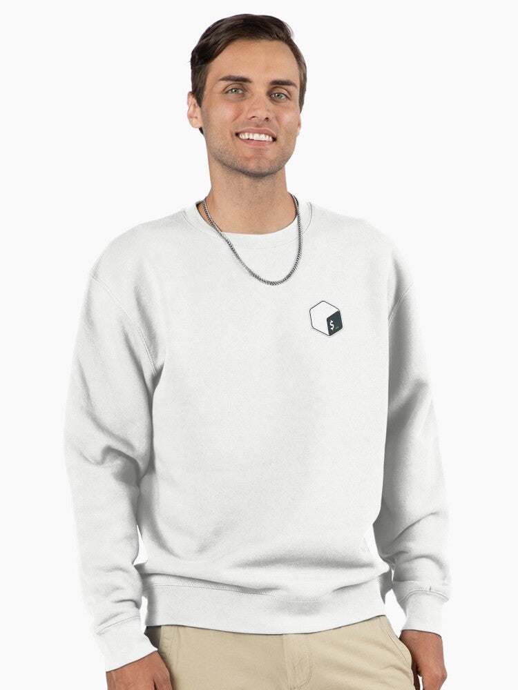 Bash Terminal Pullover: Classic Linux Coder Command Line Top White