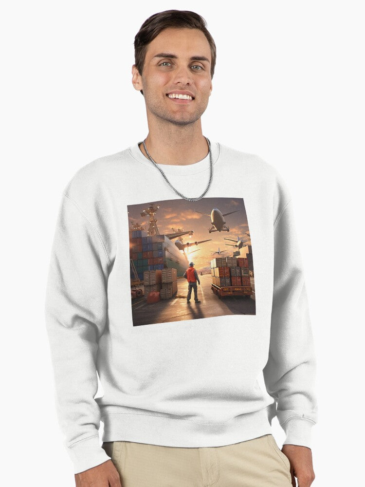 Logistics Workers Pullover Sweatshirt - Supply Chain Industry White