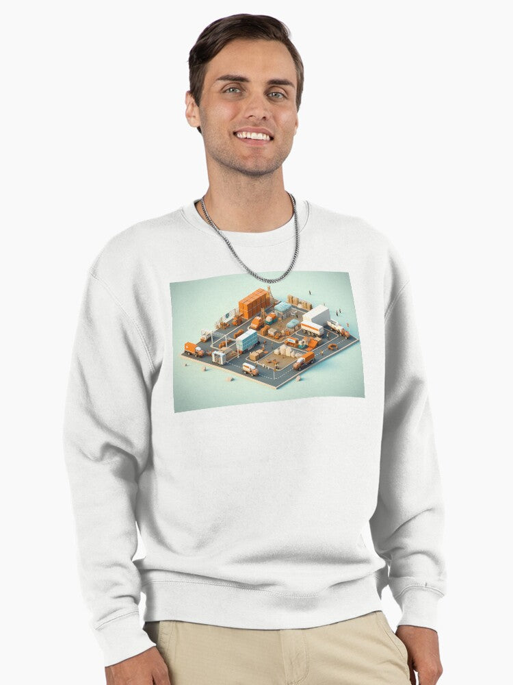 Factory Tycoon Model Pullover Sweatshirt - Industrial Gaming Top White