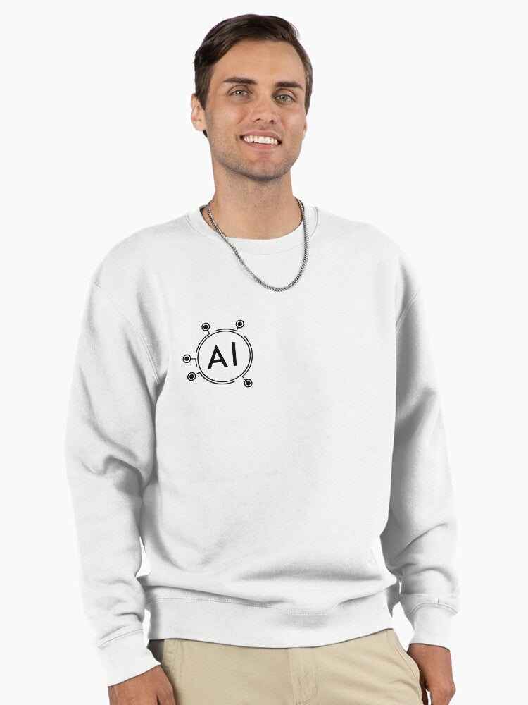 Artificial Intelligence Graphic Pullover - Smart Tech Design Sweatshirt White