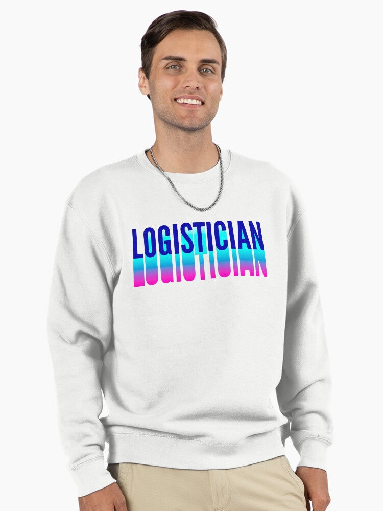 Logistician Modern Silhouette Pullover Sweatshirt - Logistics Worker White