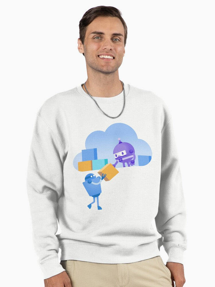 .NET Bot Cloud Apps Pullover Sweatshirt - Software Developer Gift White