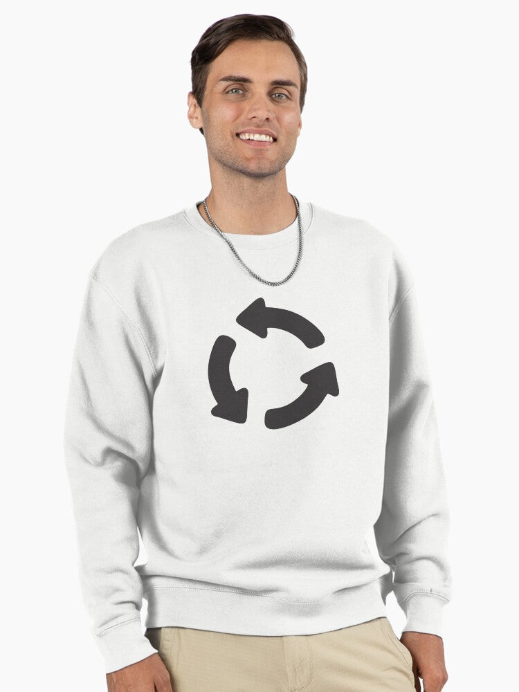 Classic Recycling Symbol Eco Graphic Pullover Sweatshirt White