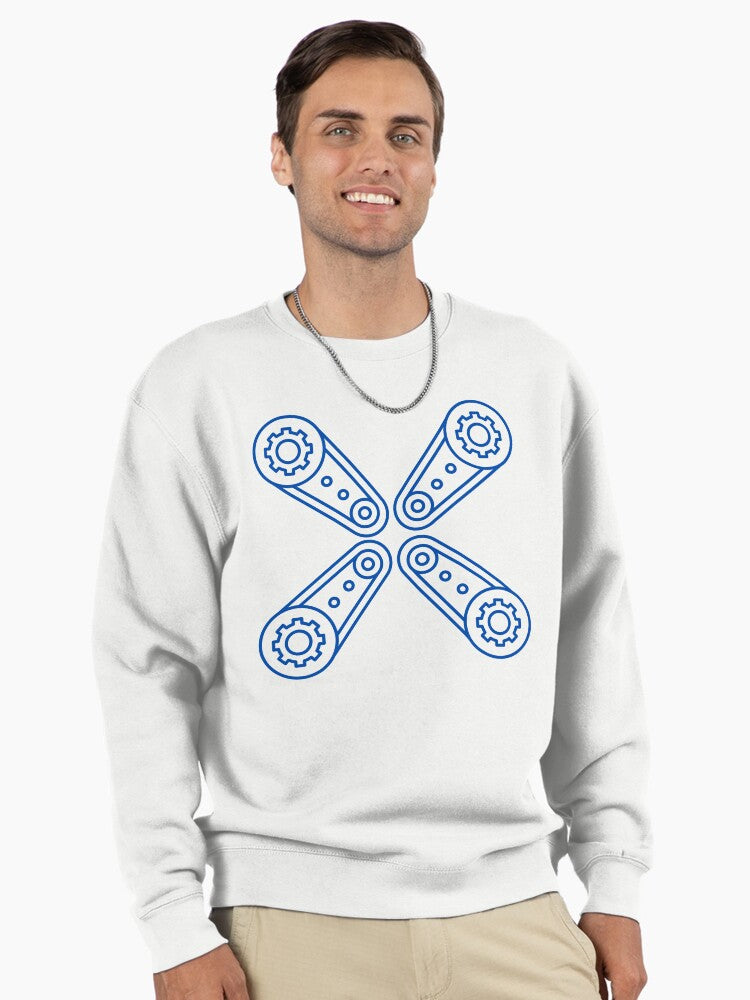 Blue Mechanics Engineering Pullover - Industrial Pullover Sweatshirt White