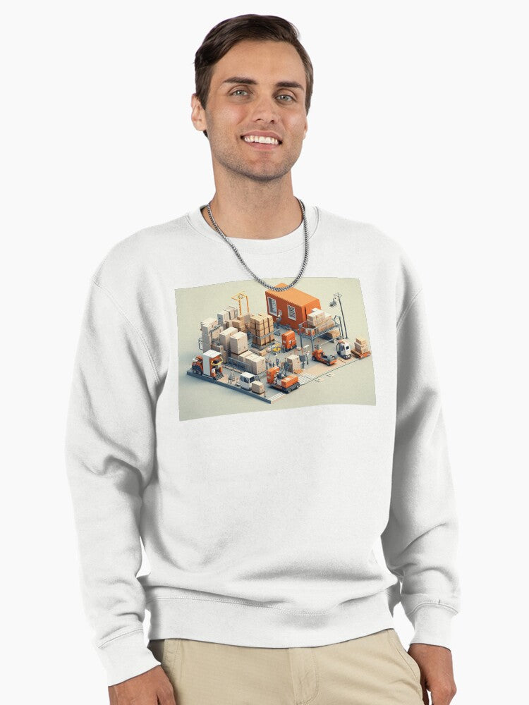 Logistic Factory Mockup Pullover Sweatshirt - Industrial Design White