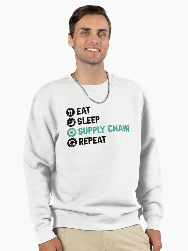 Supply Chain Management Repeat Quote Pullover Sweatshirt White