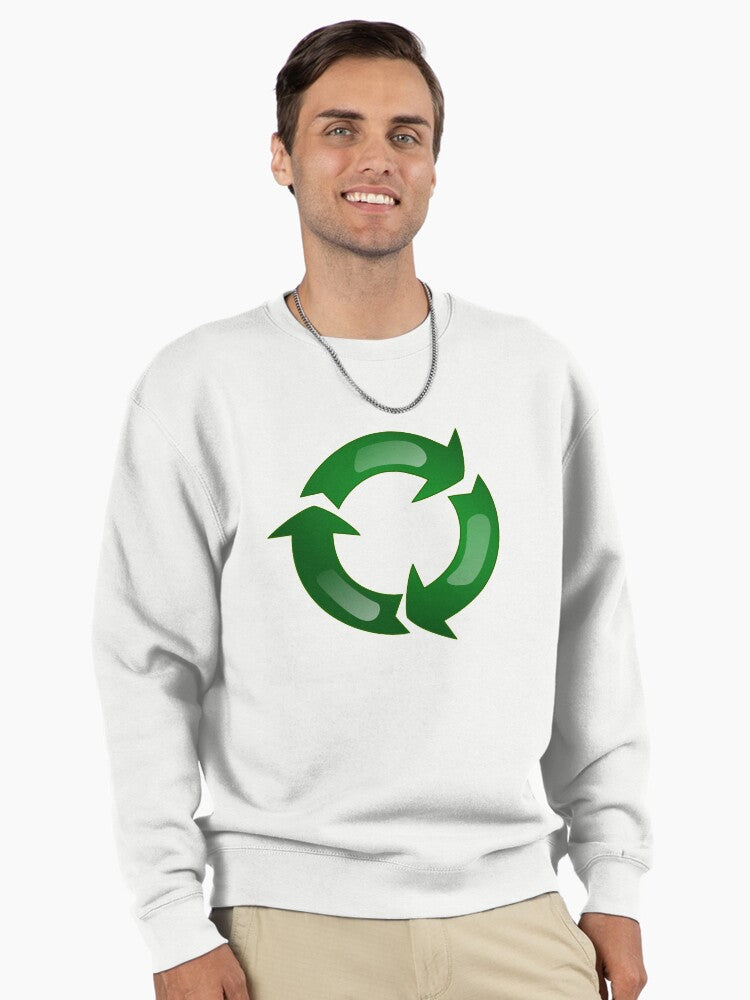 Recycling Symbol Pullover Sweatshirt - Iconic Eco-Friendly Gear White