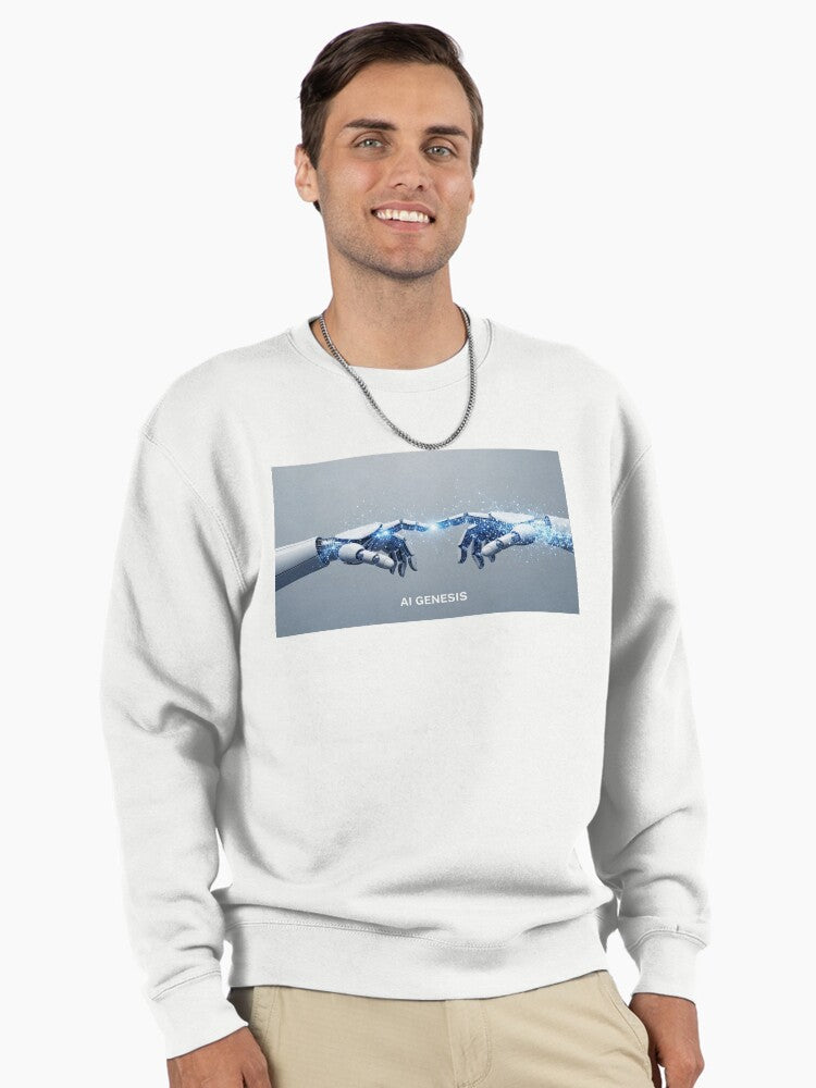 AI Genesis Digital Pullover - Future Connection Pullover Sweatshirt White