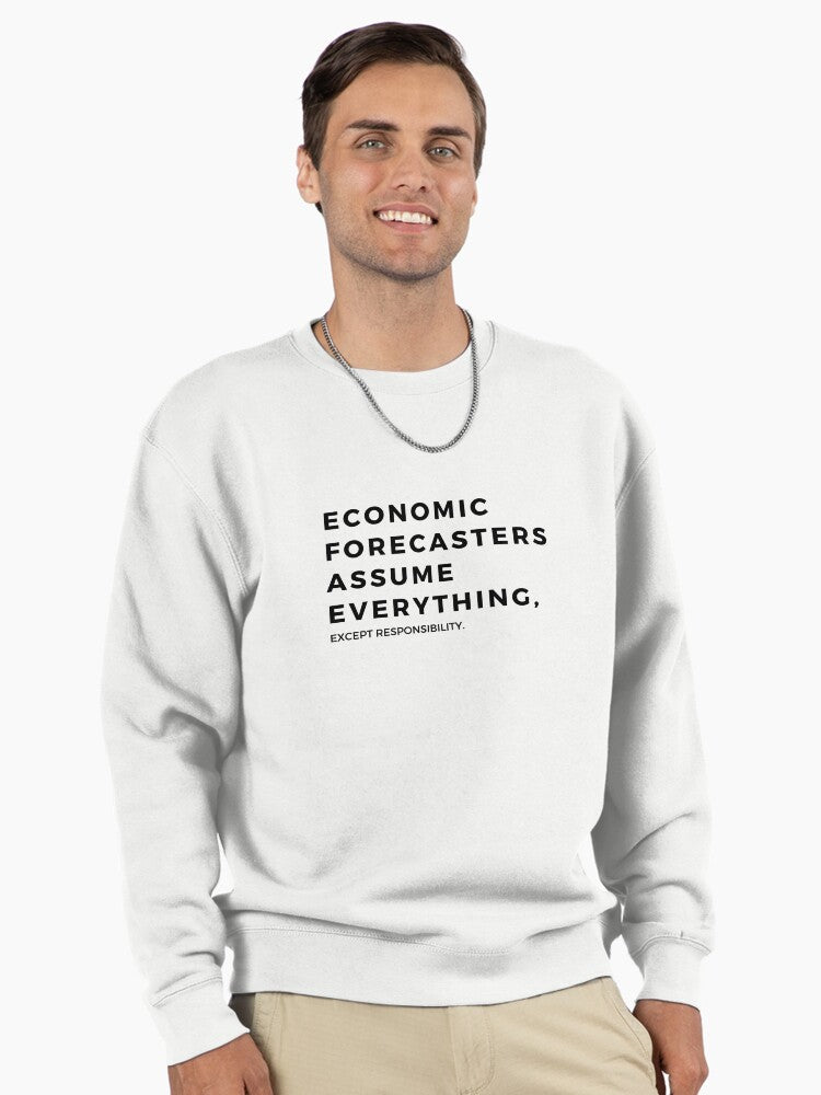 Macroeconomic Forecast Joke Pullover Sweatshirt - Economics Teacher White
