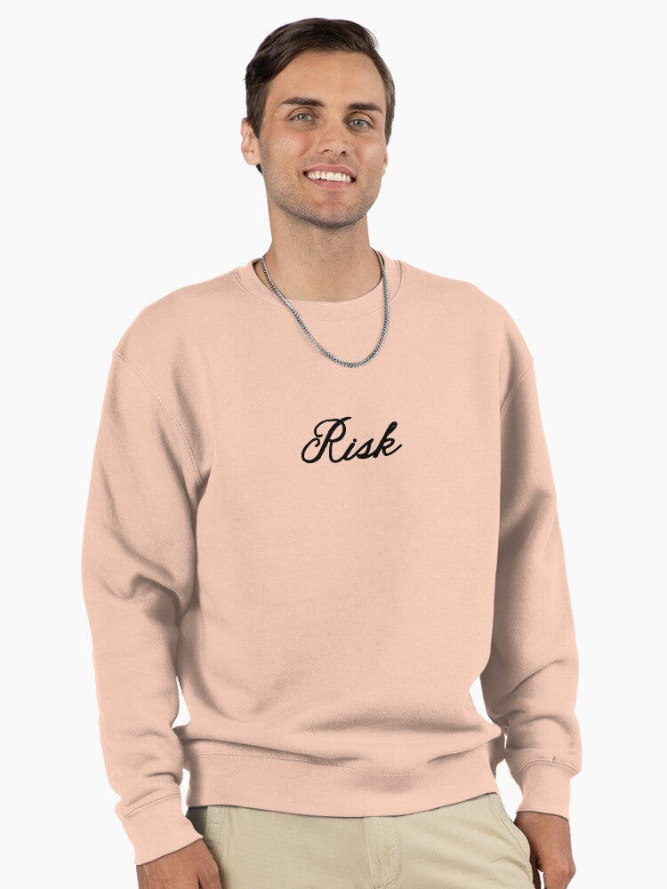 Risk Graphic Pullover - Minimalist Bold Statement Sweatshirt Pale Pink