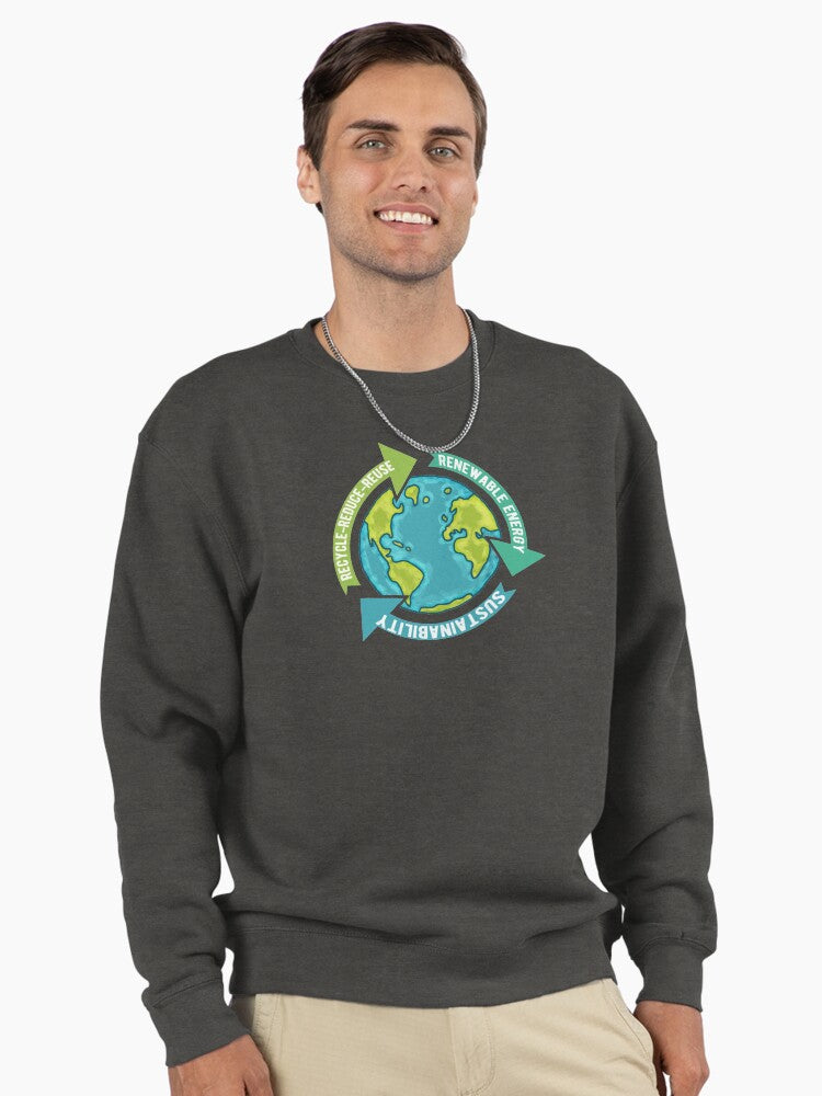 Earth Sustainability Environmental Care Pullover Sweatshirt Charcoal Heather