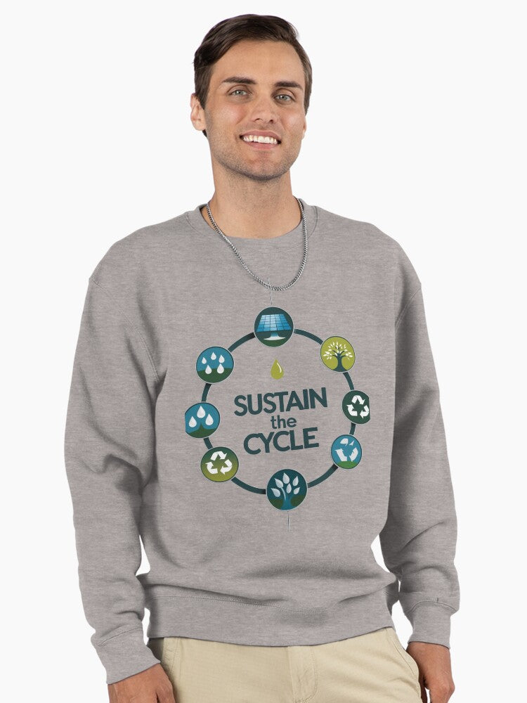 Sustain The Cycle Pullover Sweatshirt - Mindful Eco Clothing Heather Grey