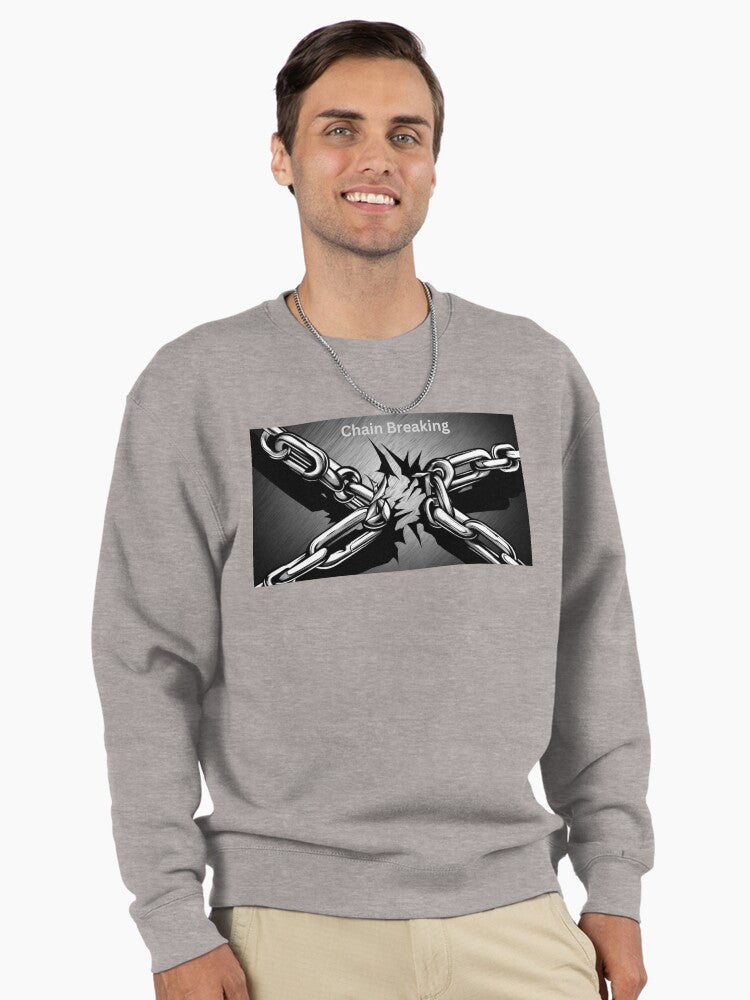 Chain Breaking Pullover - Empowerment and Freedom Graphic Hoodie Heather Grey
