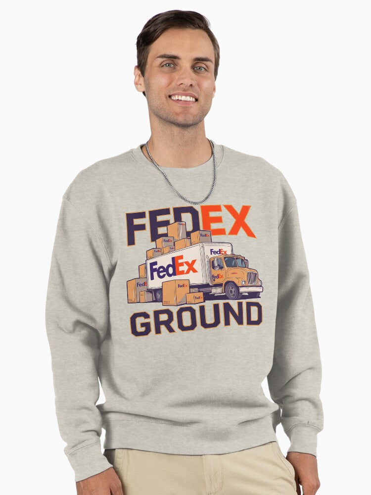FedEx Ground Pullover Sweatshirt - Logistics Delivery Driver Oatmeal Heather
