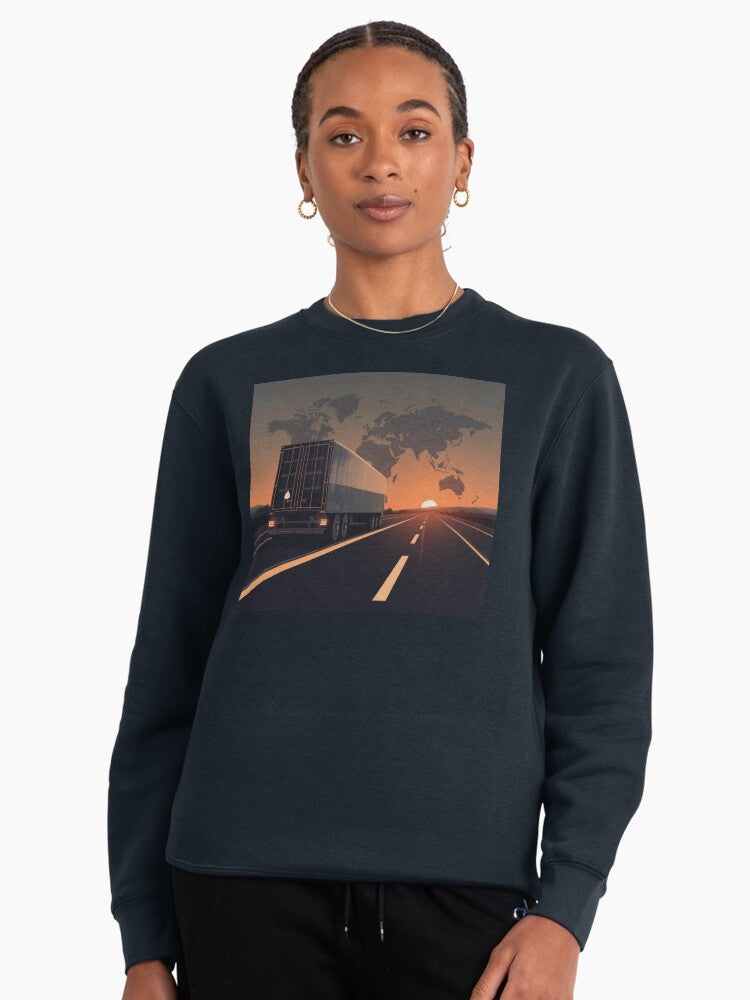 Global Trade Route Pullover Sweatshirt - Logistics & Shipping Dark Blue