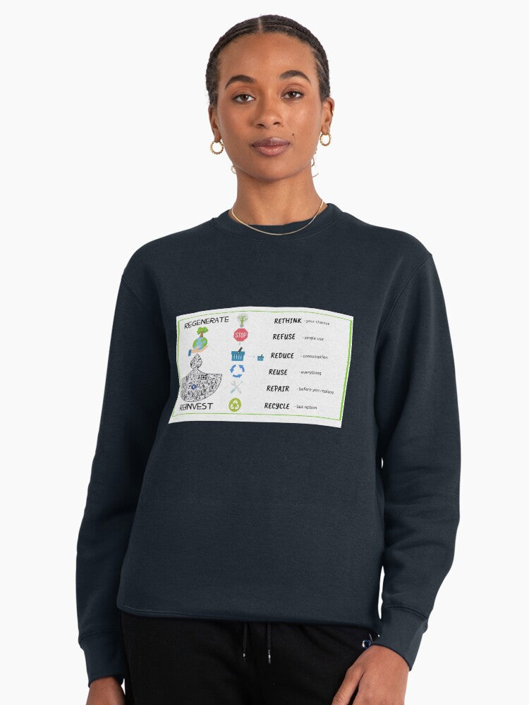 Regenerate Reinvest Save Our Planet Pullover Sweatshirt Dark Blue