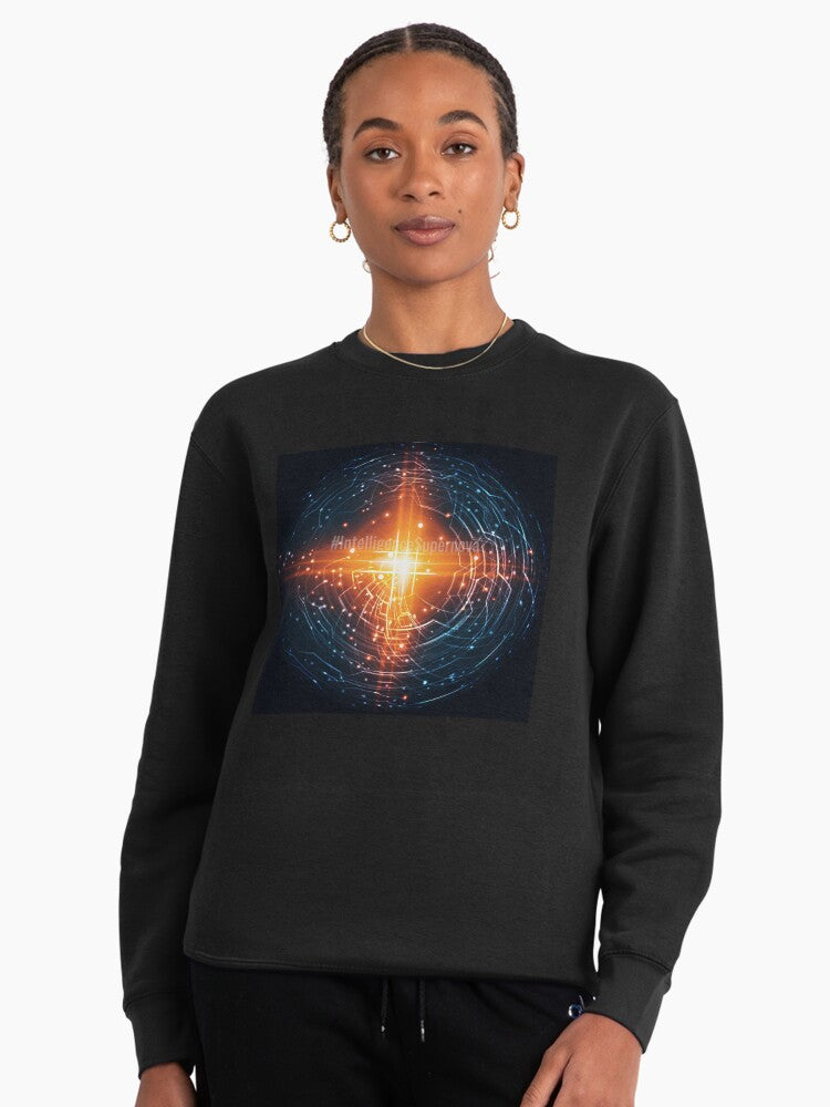 Intelligence Supernova Pullover - Futuristic Tech Pullover Sweatshirt Black