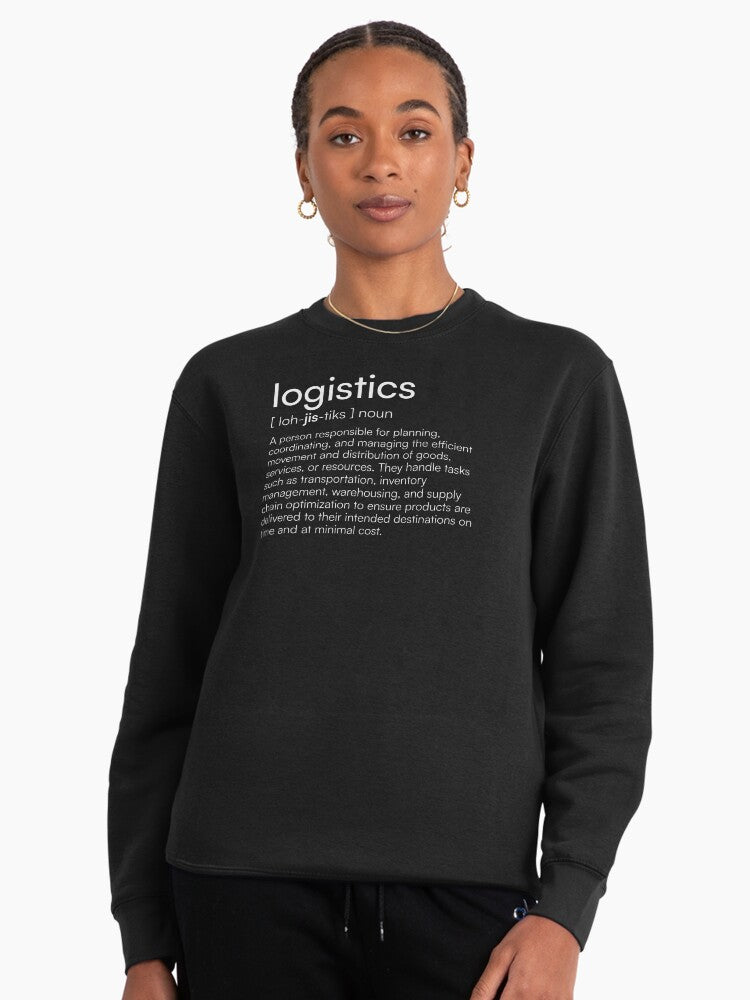 Logistics Definition Meaning Pullover Sweatshirt - Professional Dictionary Black